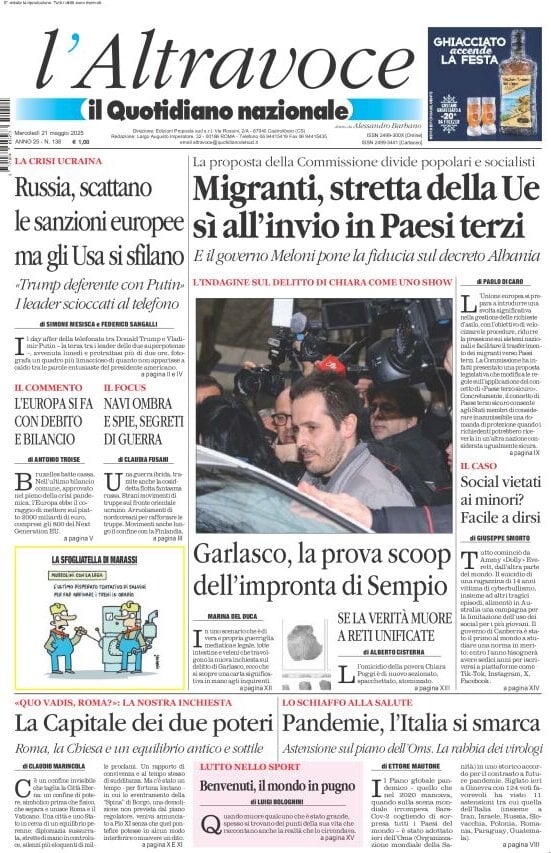 anteprima della prima pagina di il-quotidiano-del-sud-laltravoce del 21/05/2025