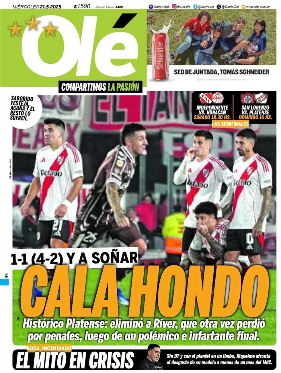 anteprima della prima pagina di ol del 21/05/2025