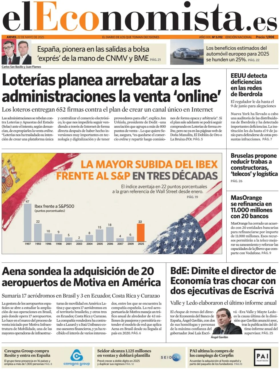 anteprima della prima pagina di el-economista del 22/05/2025
