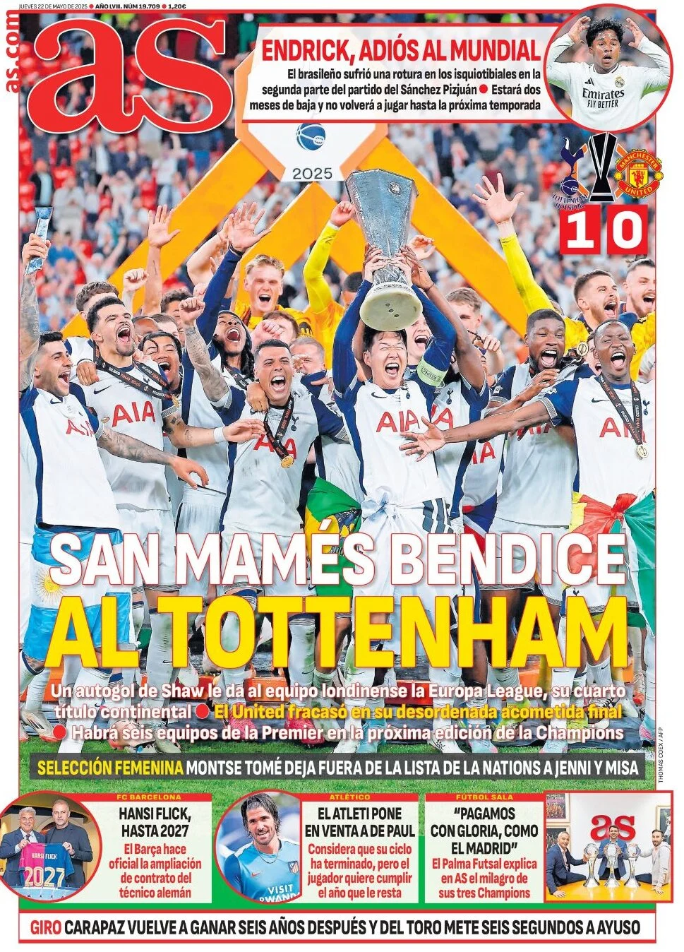 anteprima della prima pagina di as-madrid del 22/05/2025
