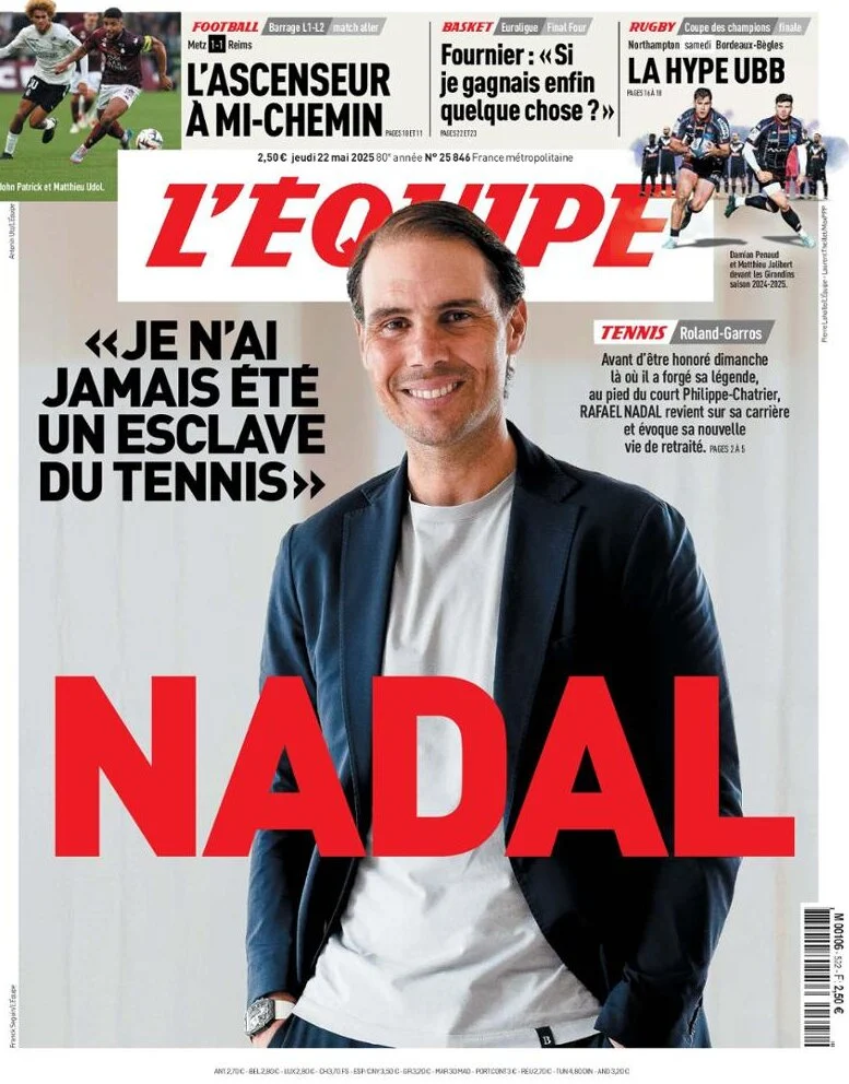 anteprima della prima pagina di lequipe del 22/05/2025
