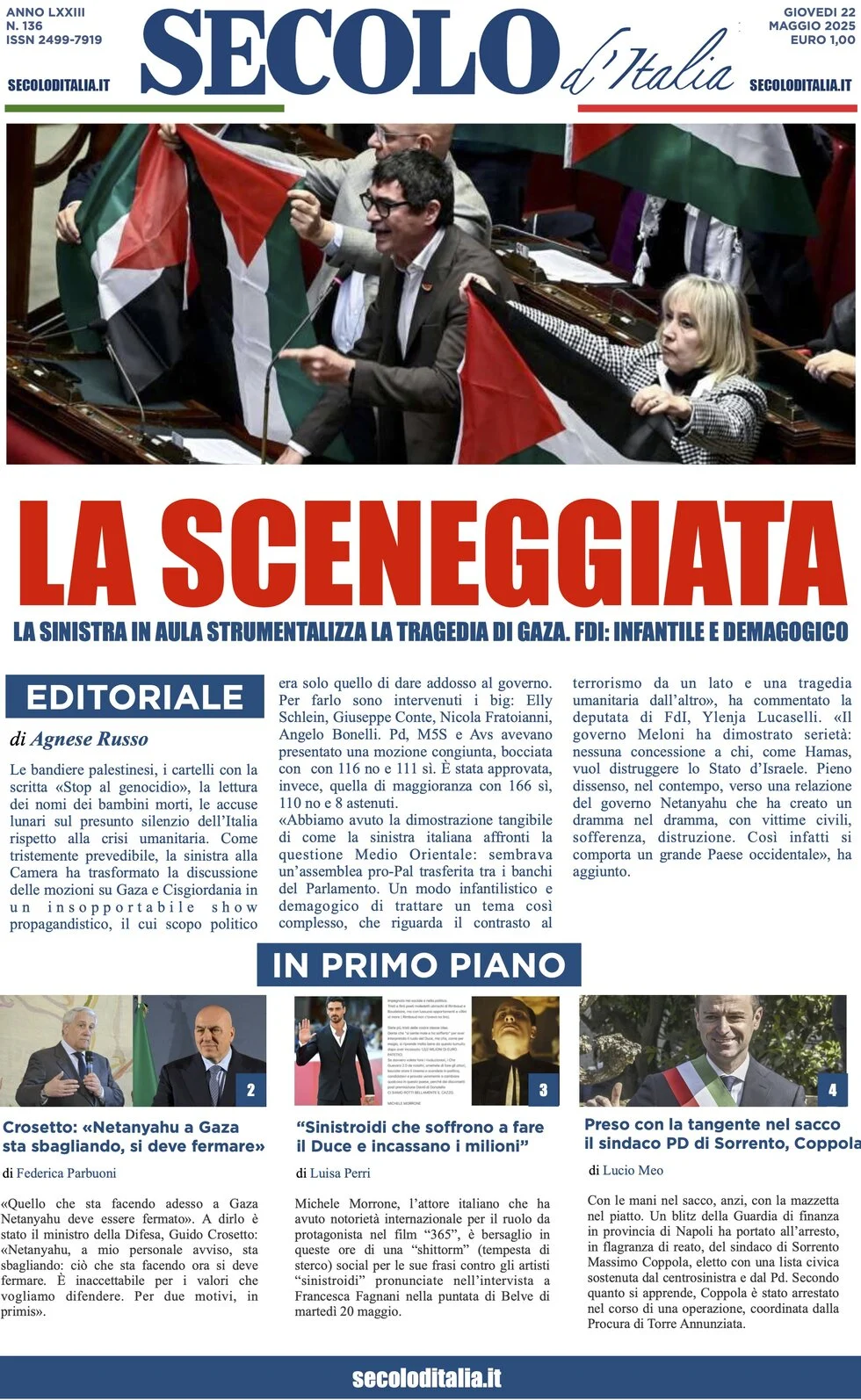 anteprima della prima pagina di secolo-ditalia del 22/05/2025