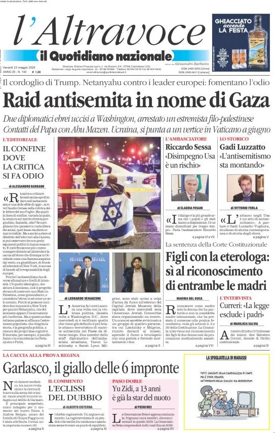 anteprima della prima pagina di il-quotidiano-del-sud-laltravoce del 23/05/2025