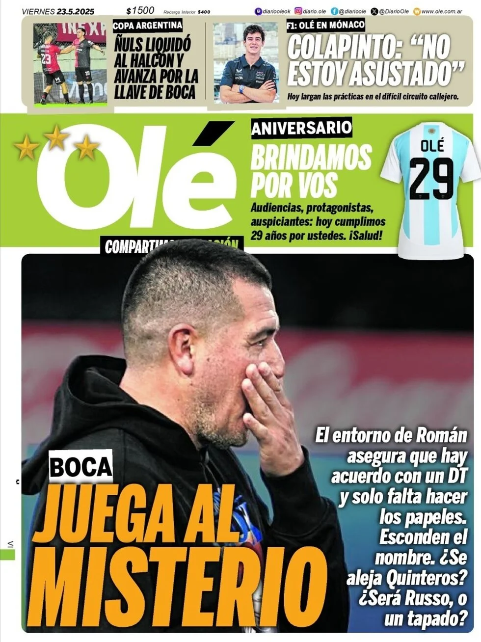 anteprima della prima pagina di ol del 23/05/2025