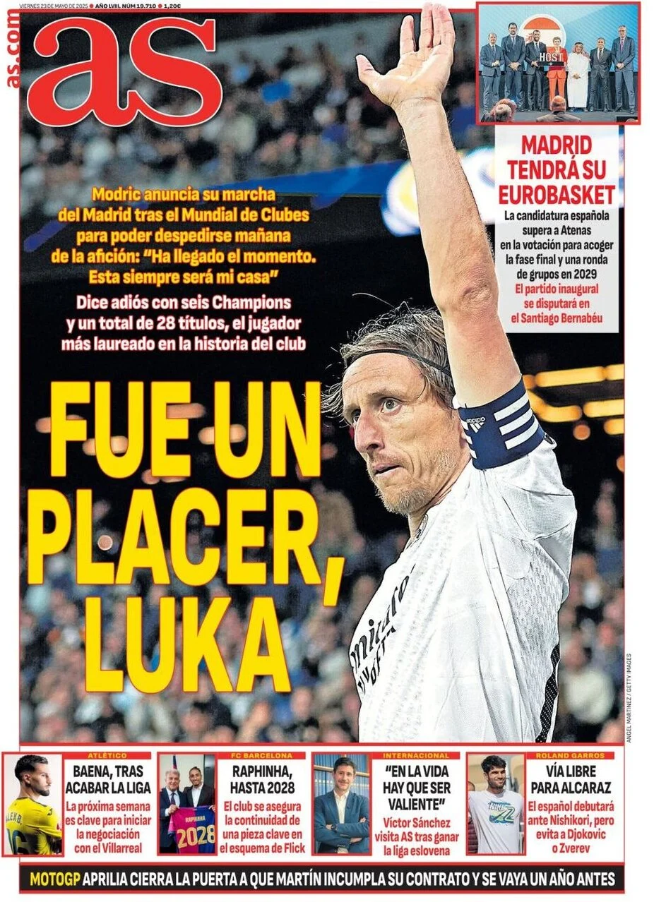 anteprima della prima pagina di as-madrid del 23/05/2025