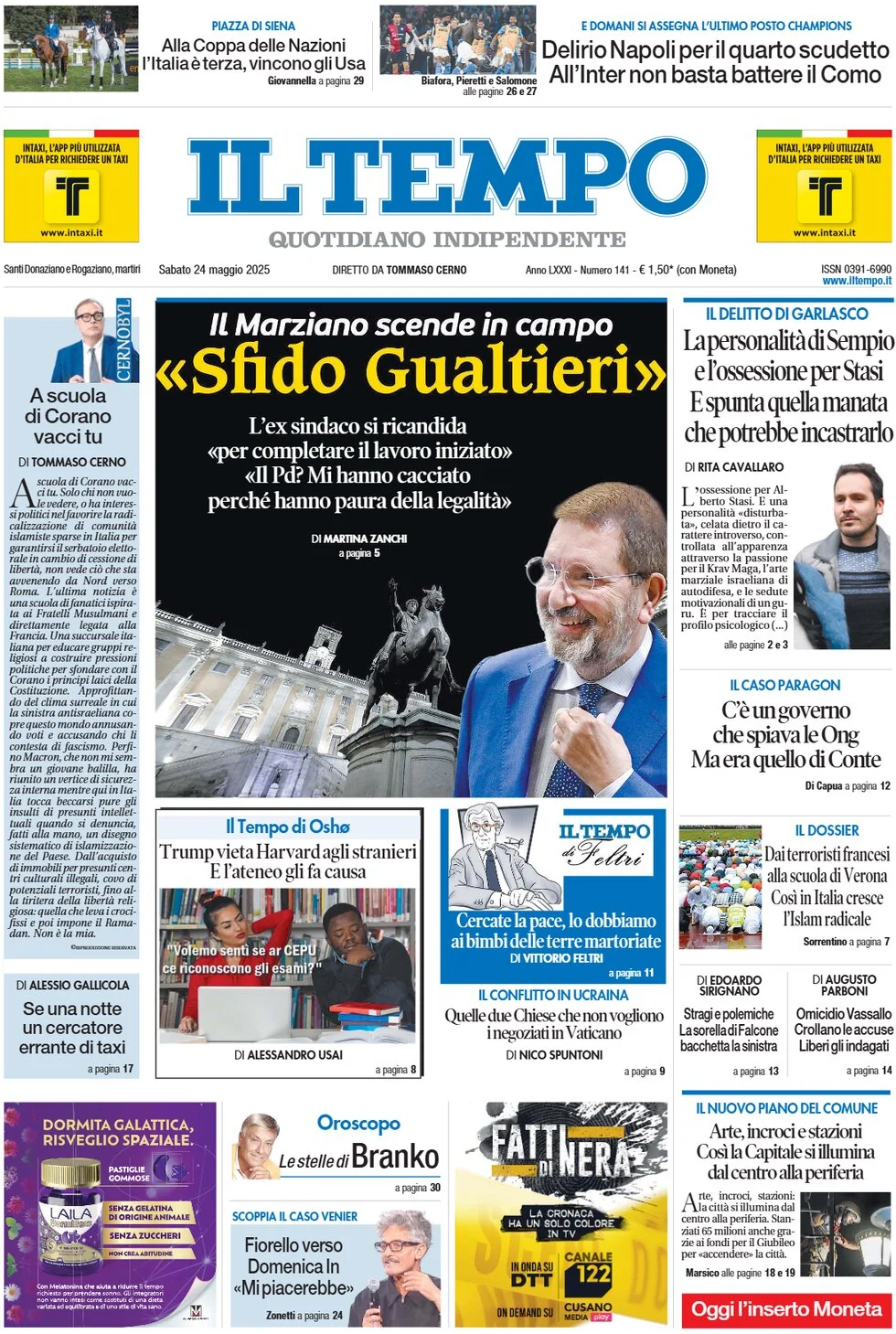 anteprima della prima pagina di il-tempo del 24/05/2025