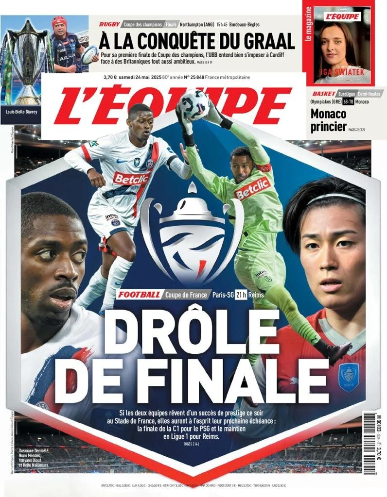 anteprima della prima pagina di lequipe del 24/05/2025