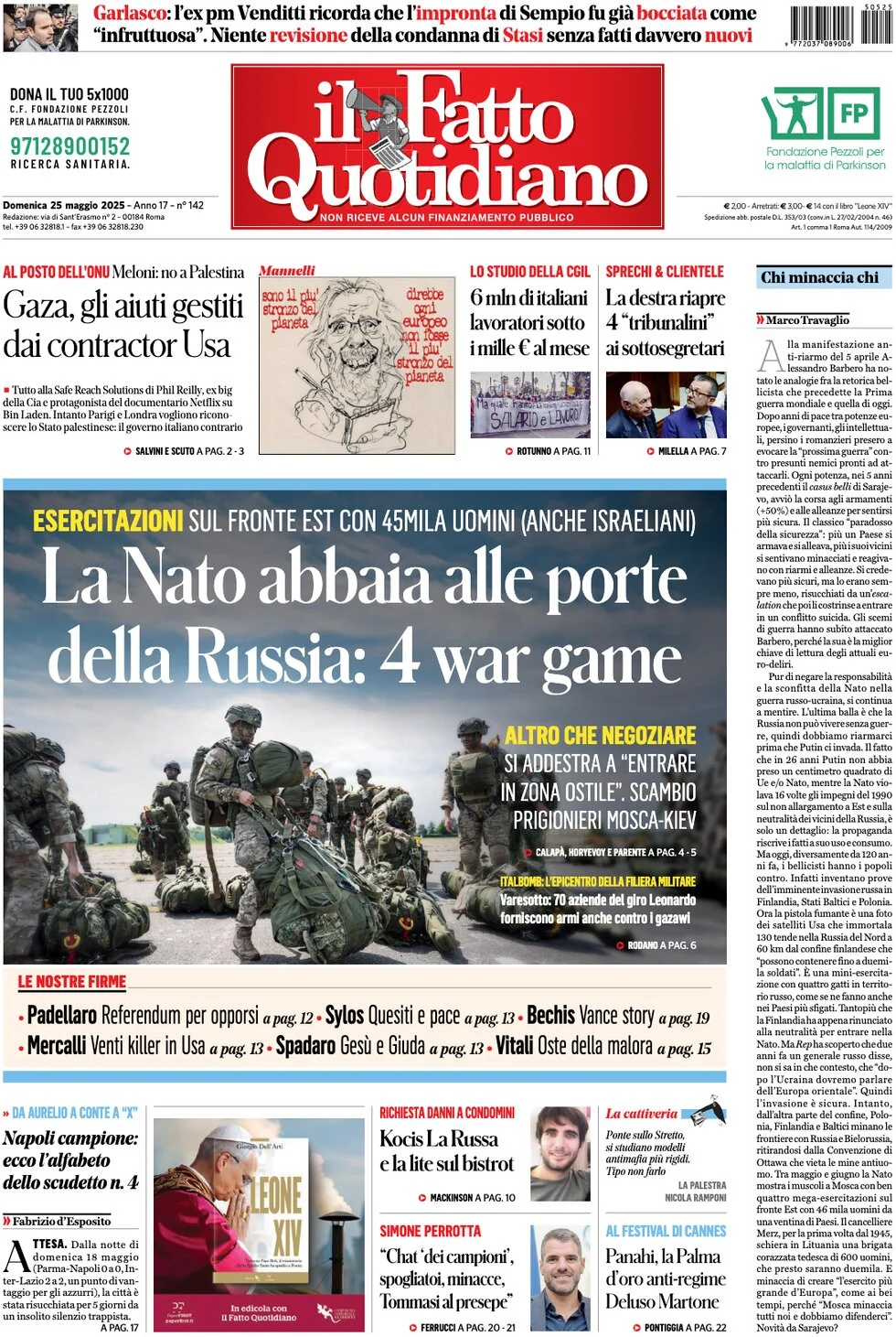 anteprima della prima pagina di il-fatto-quotidiano del 25/05/2025