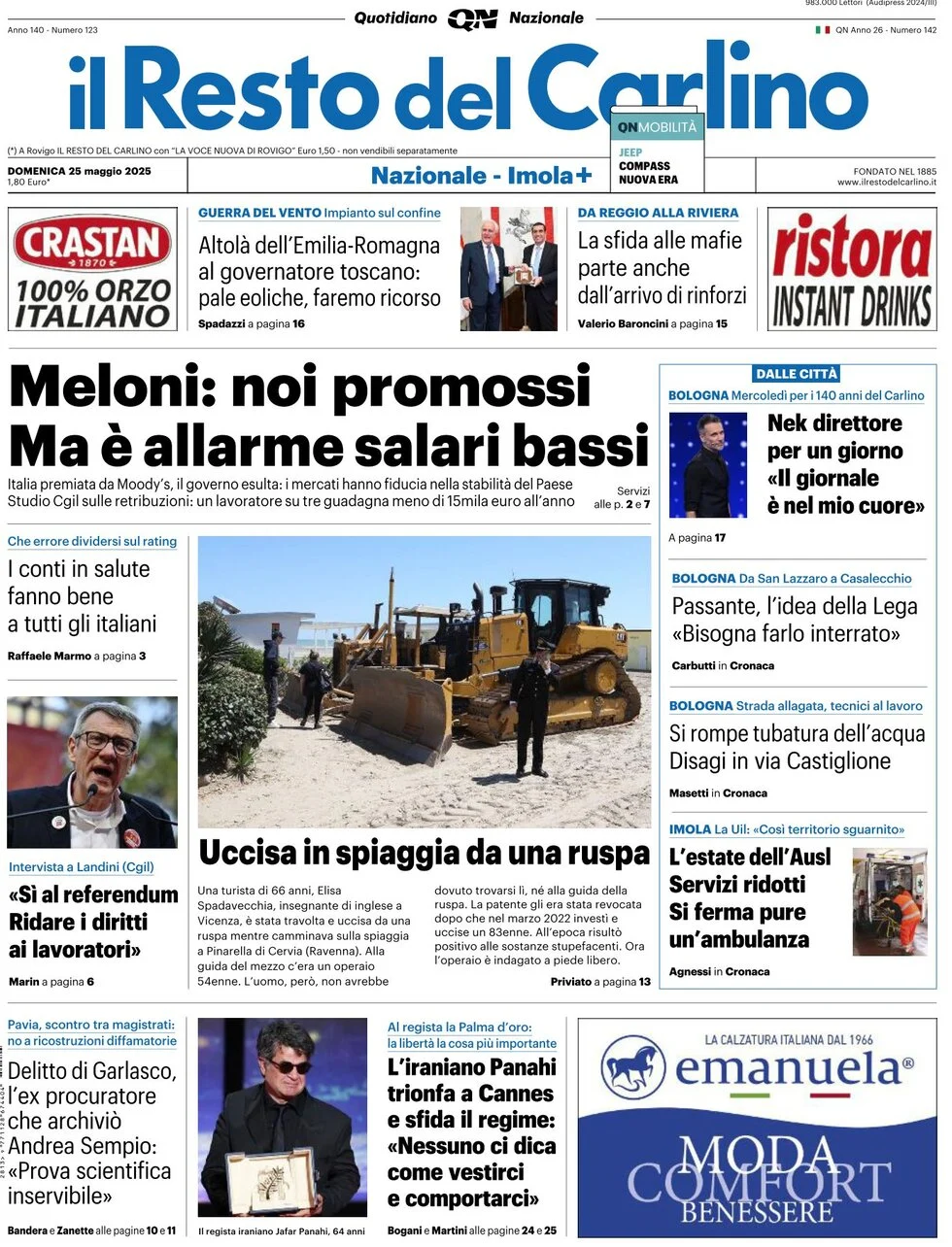 anteprima della prima pagina di il-resto-del-carlino del 25/05/2025