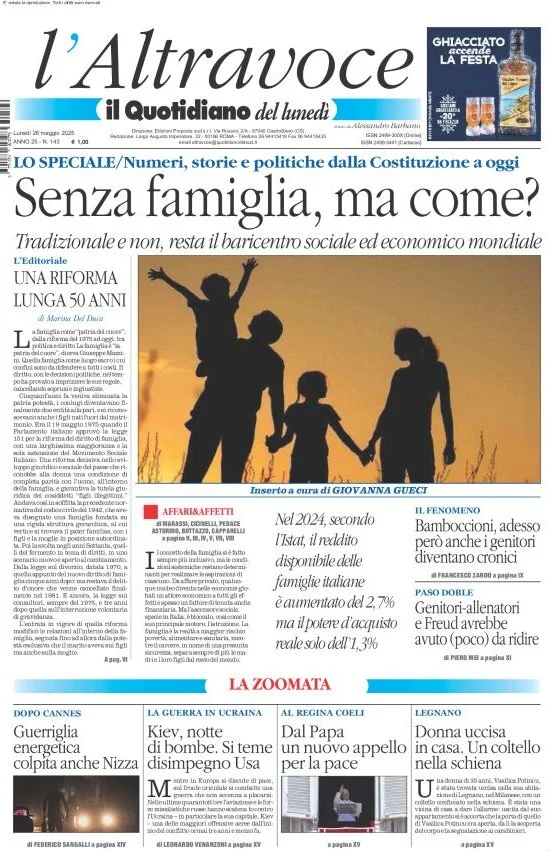 anteprima della prima pagina di il-quotidiano-del-sud-laltravoce del 26/05/2025