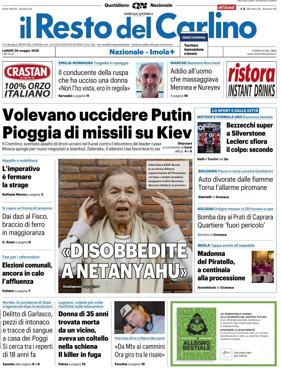 anteprima della prima pagina di il-resto-del-carlino del 26/05/2025