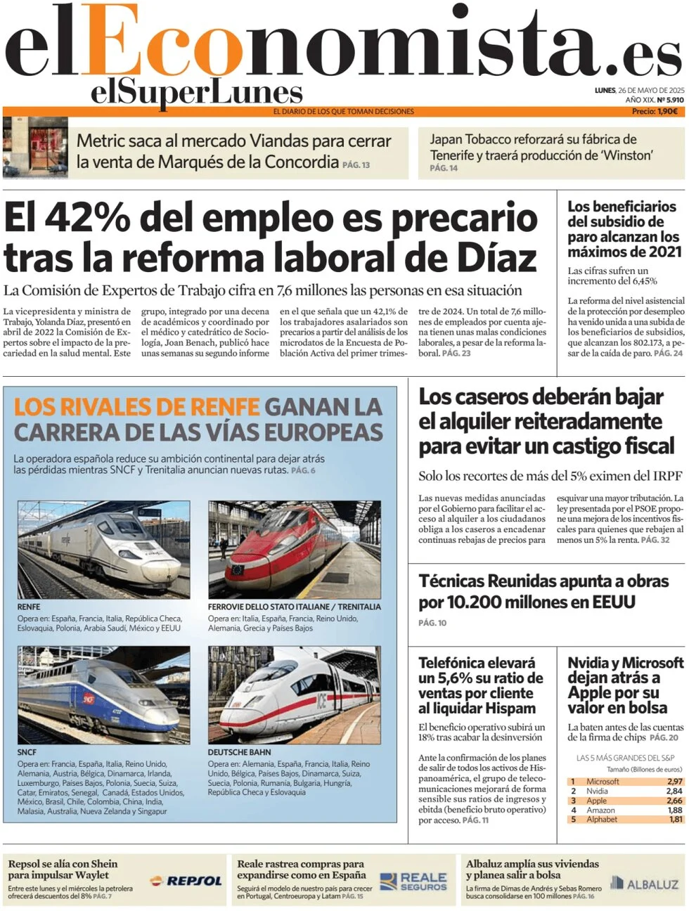 anteprima della prima pagina di el-economista del 26/05/2025