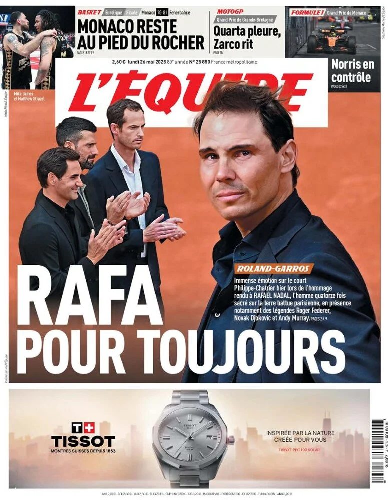 anteprima della prima pagina di lequipe del 26/05/2025