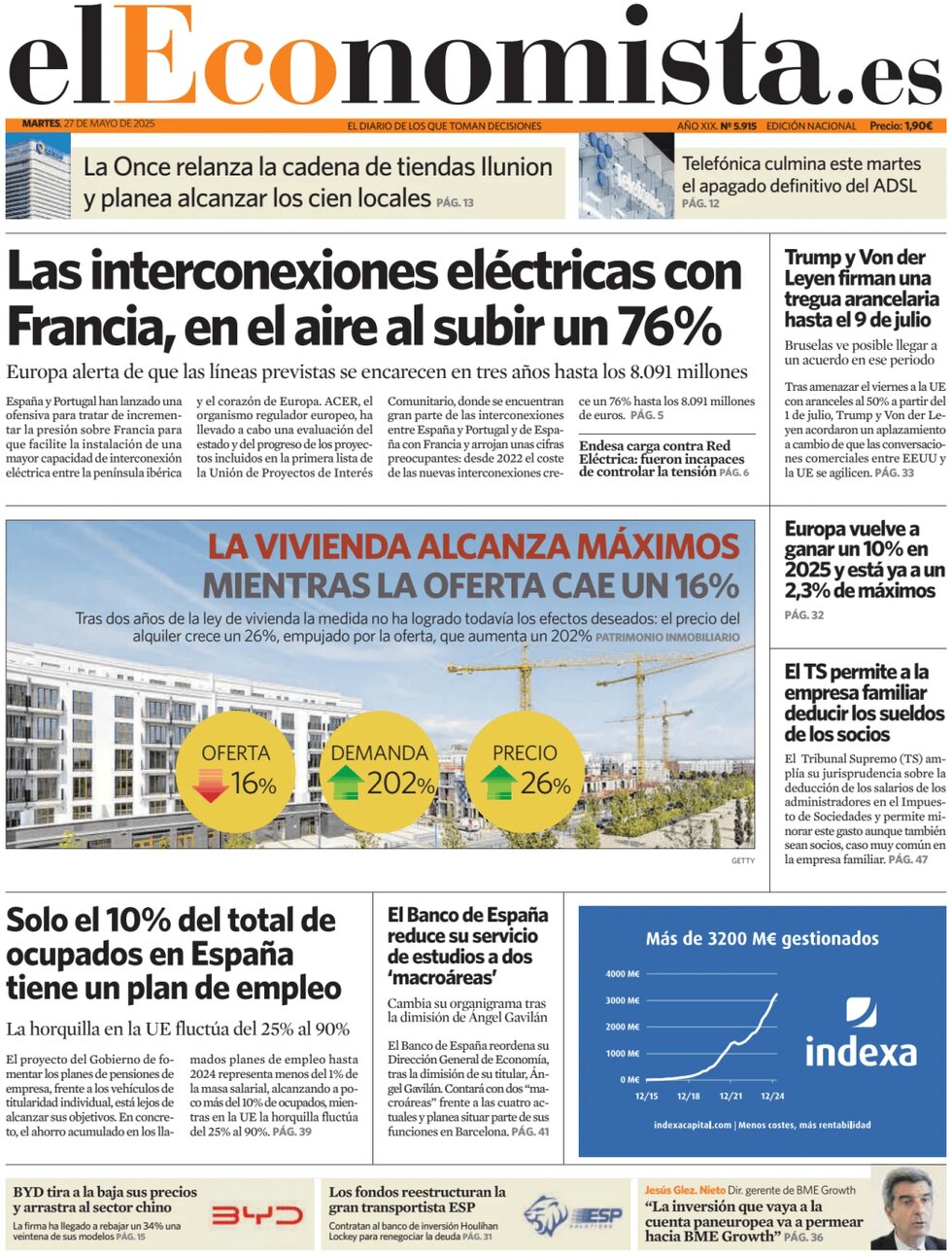anteprima della prima pagina di el-economista del 27/05/2025