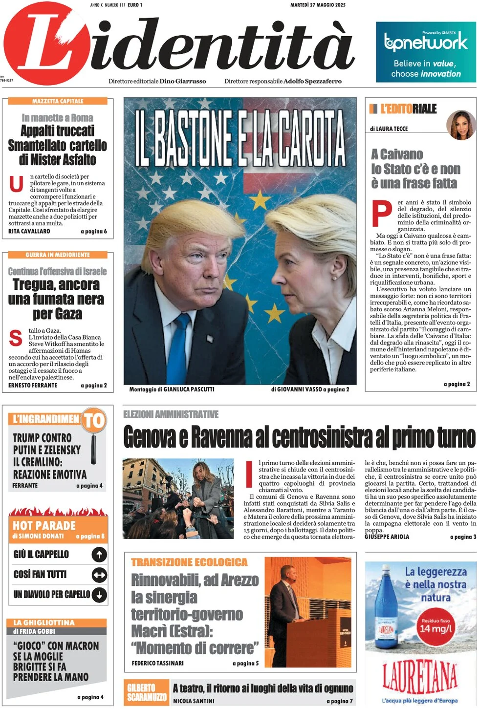 anteprima della prima pagina di lidentit del 27/05/2025