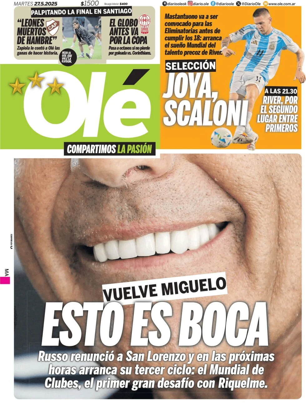 anteprima della prima pagina di ol del 27/05/2025