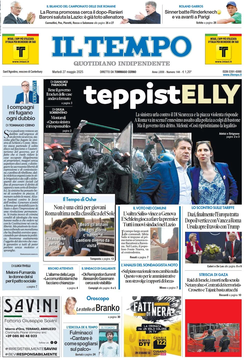 anteprima della prima pagina di il-tempo del 27/05/2025