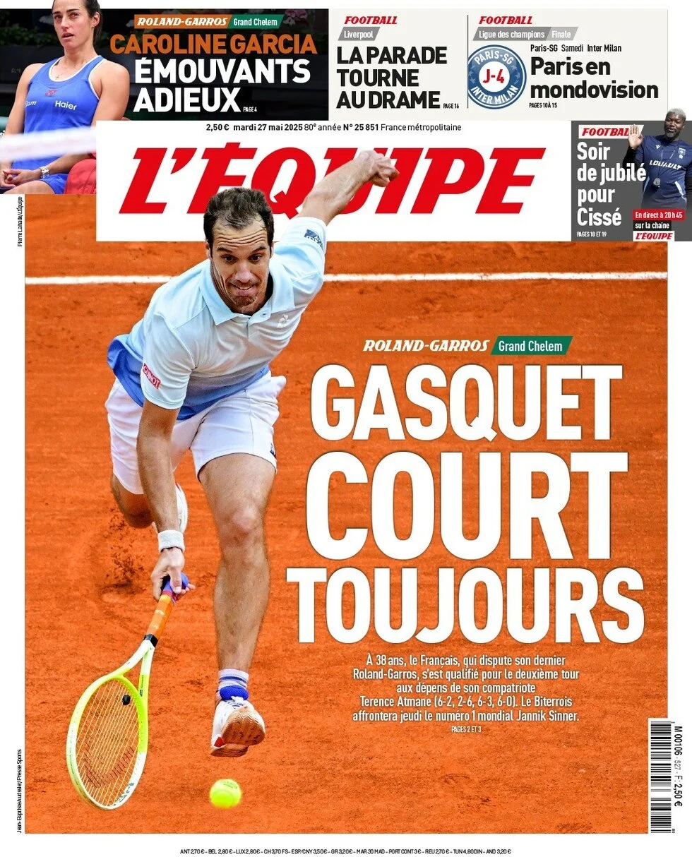 anteprima della prima pagina di lequipe del 27/05/2025