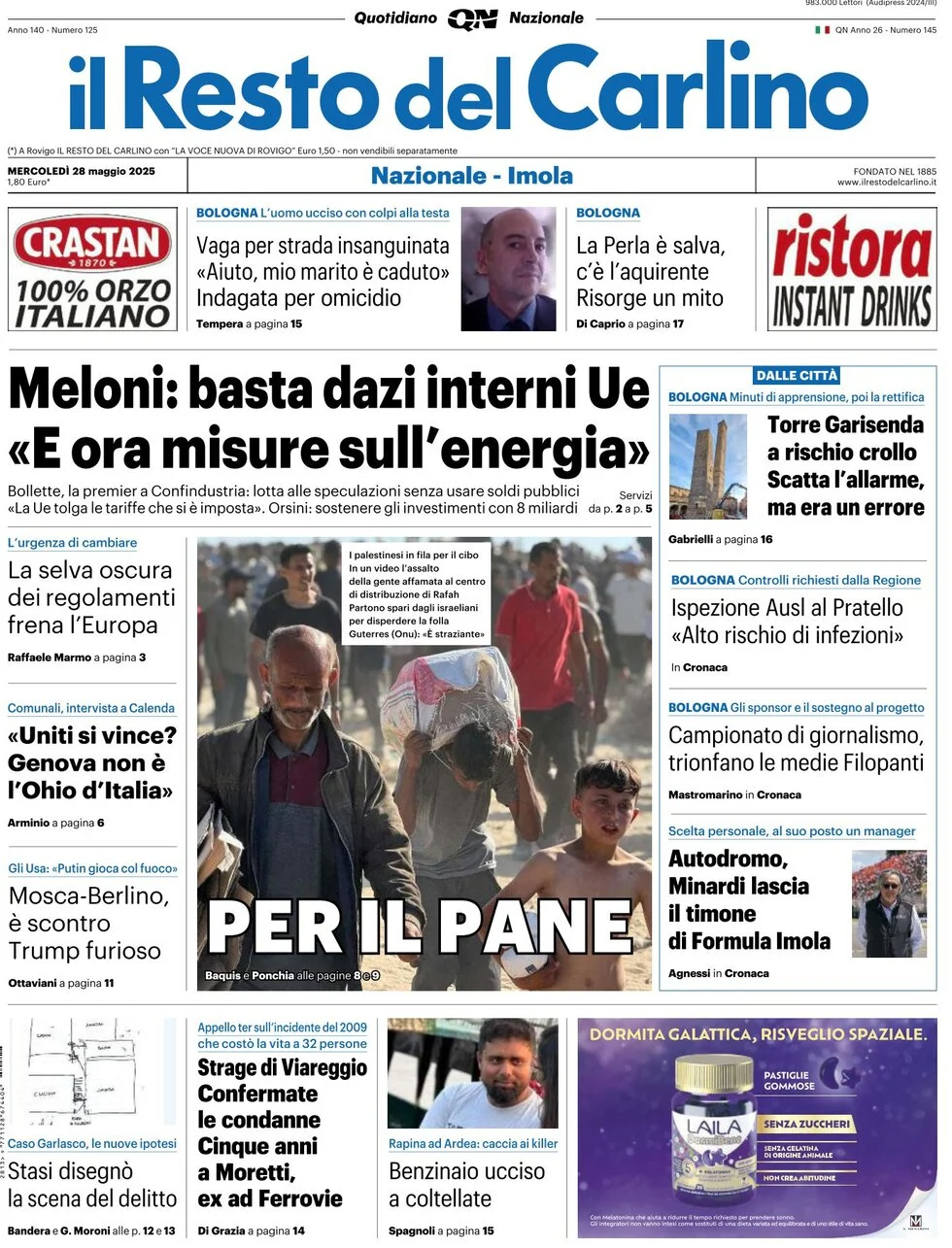 anteprima della prima pagina di il-resto-del-carlino del 28/05/2025