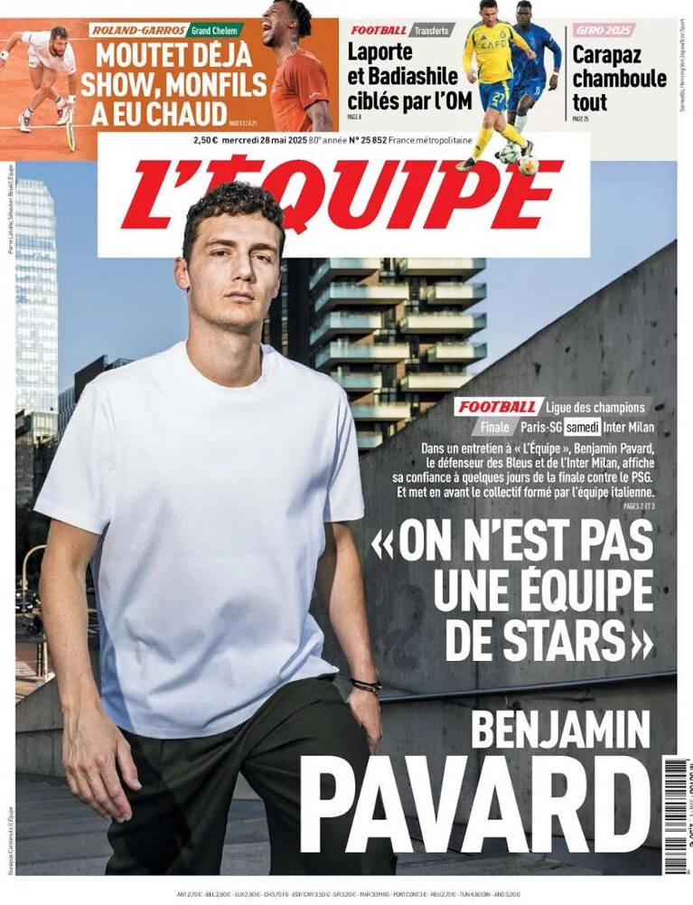 anteprima della prima pagina di lequipe del 28/05/2025