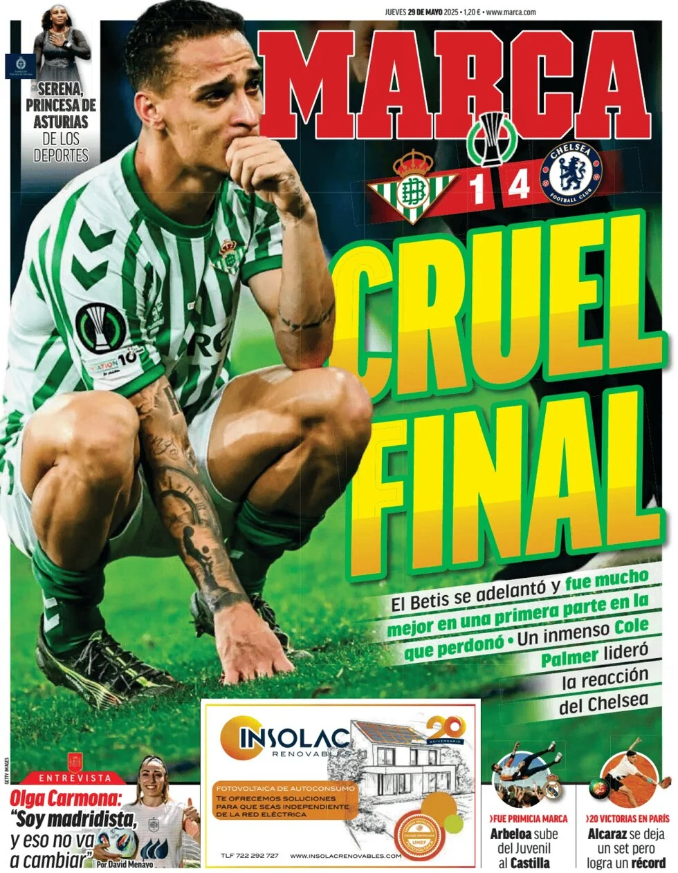 anteprima della prima pagina di marca del 29/05/2025