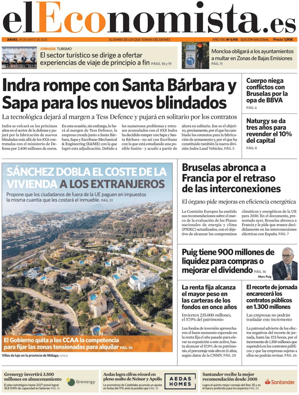 anteprima della prima pagina di el-economista del 29/05/2025