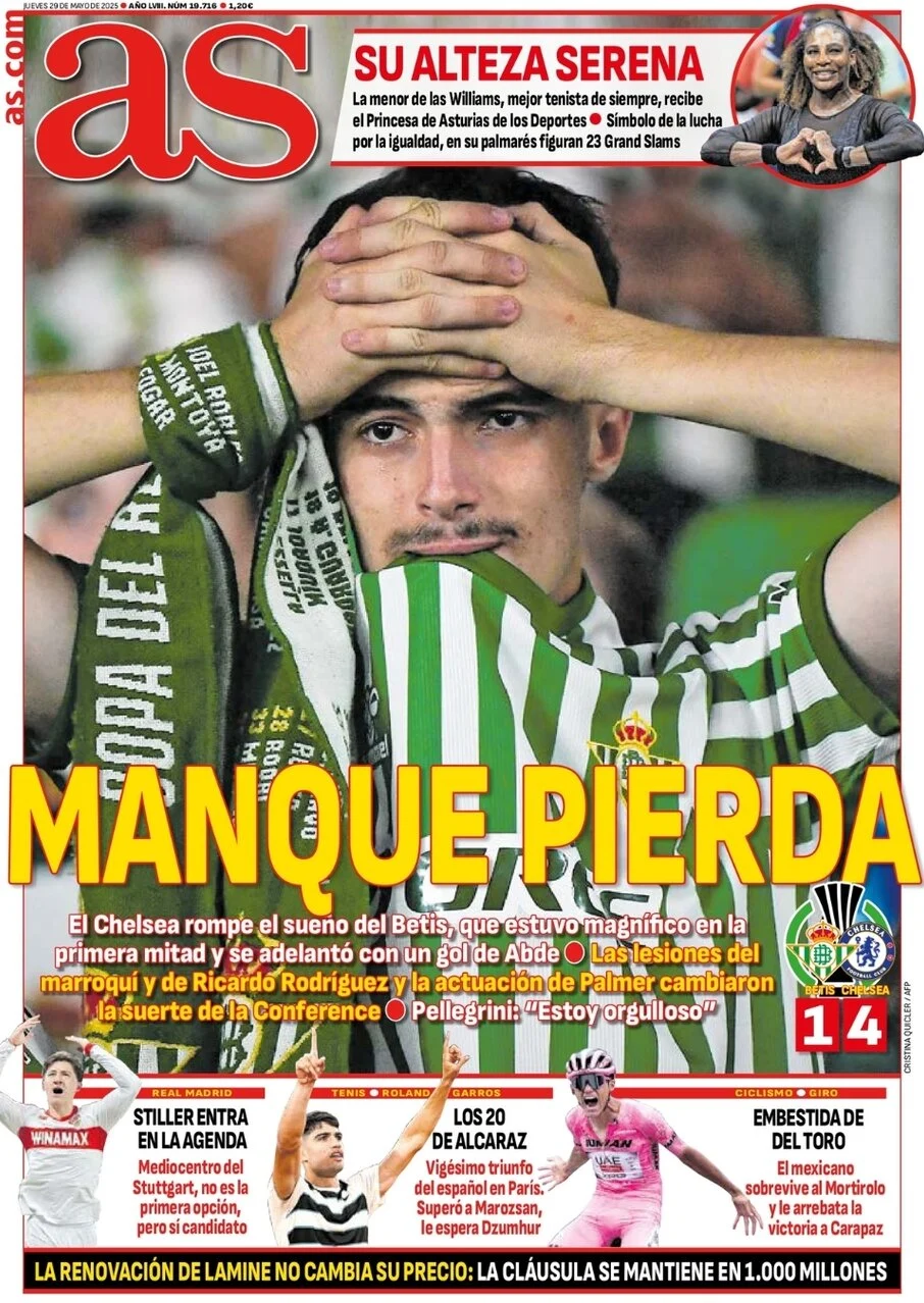 anteprima della prima pagina di as-madrid del 29/05/2025