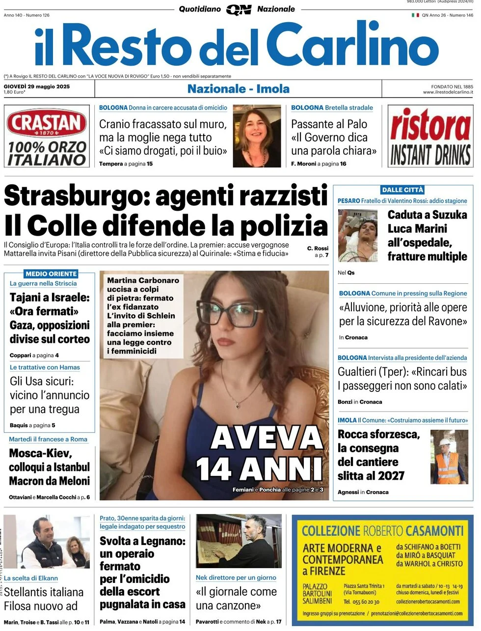anteprima della prima pagina di il-resto-del-carlino del 29/05/2025