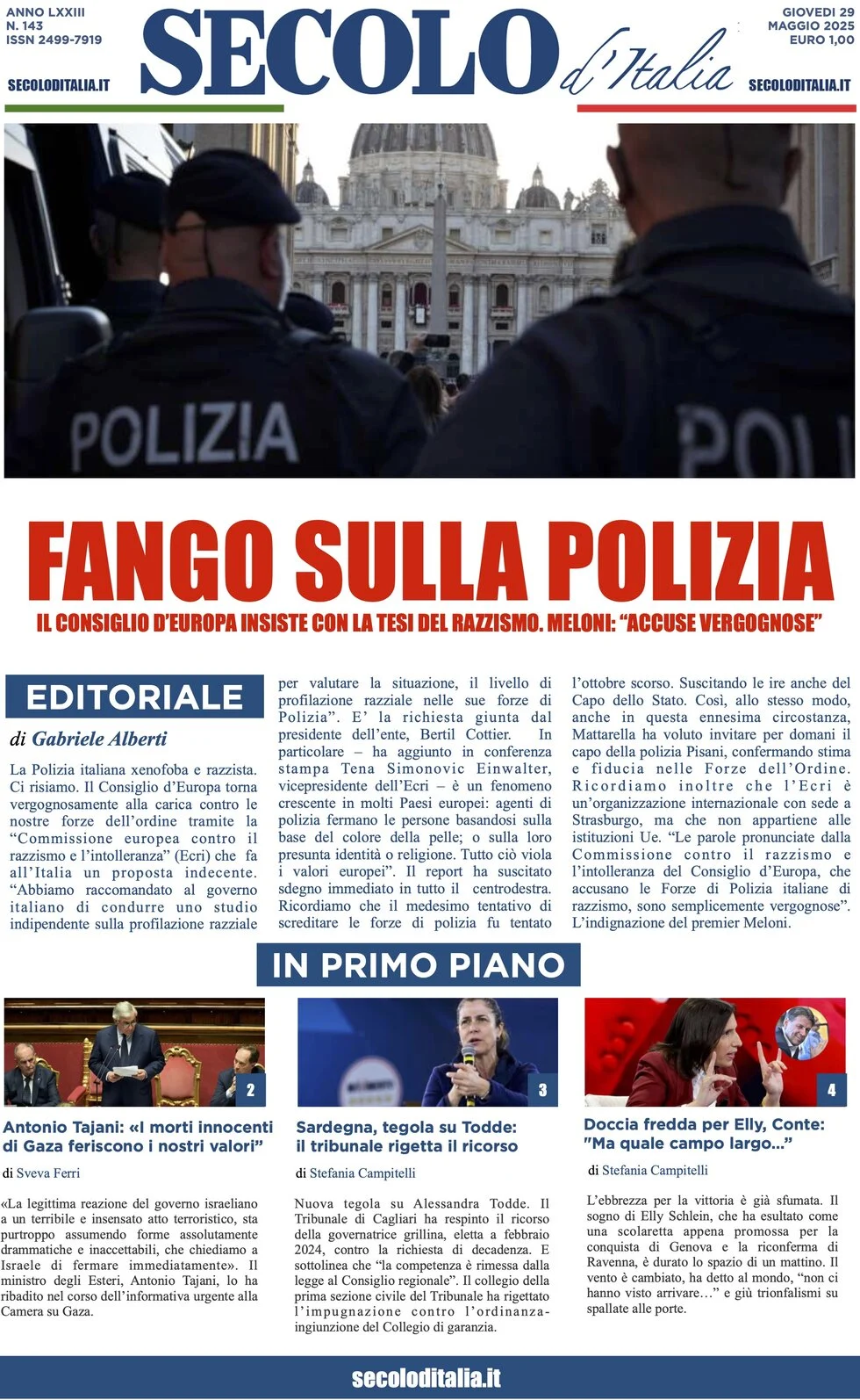 anteprima della prima pagina di secolo-ditalia del 29/05/2025