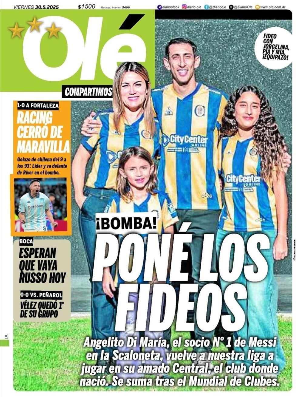 anteprima della prima pagina di ol del 30/05/2025