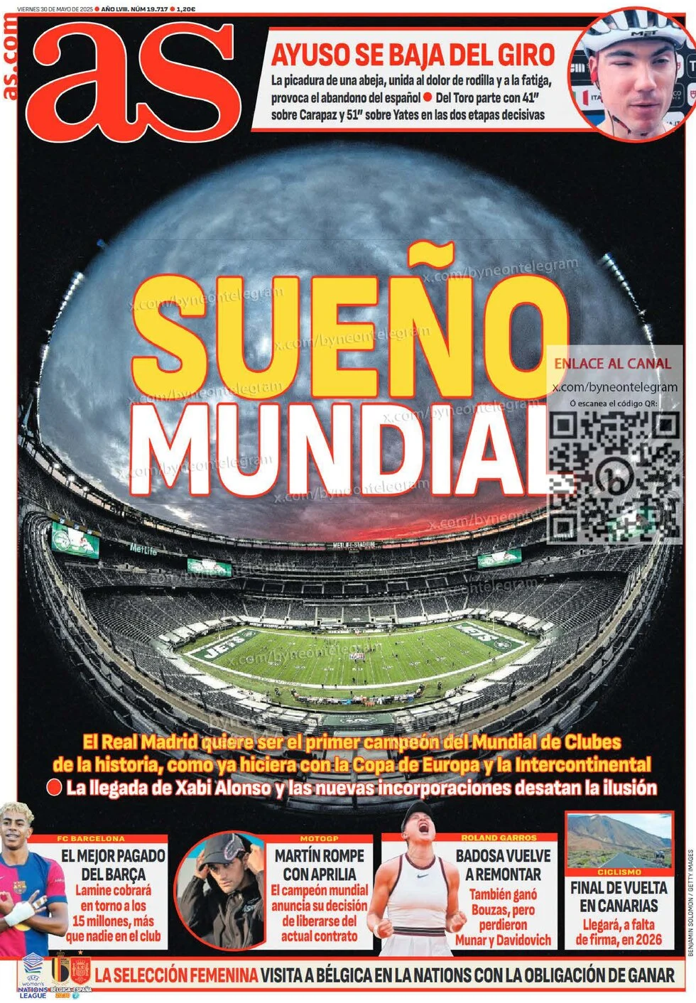 anteprima della prima pagina di as-madrid del 30/05/2025