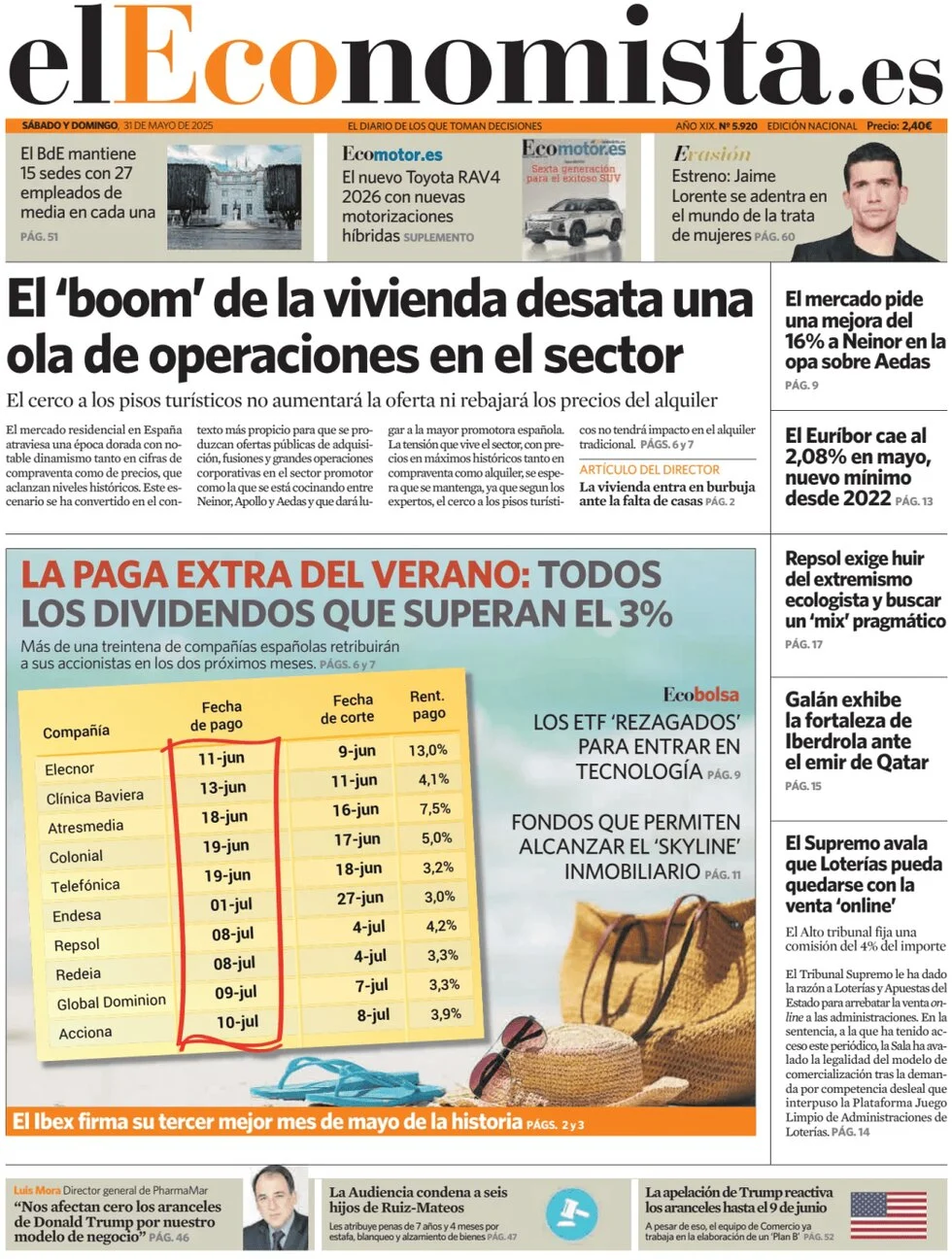 anteprima della prima pagina di el-economista del 31/05/2025