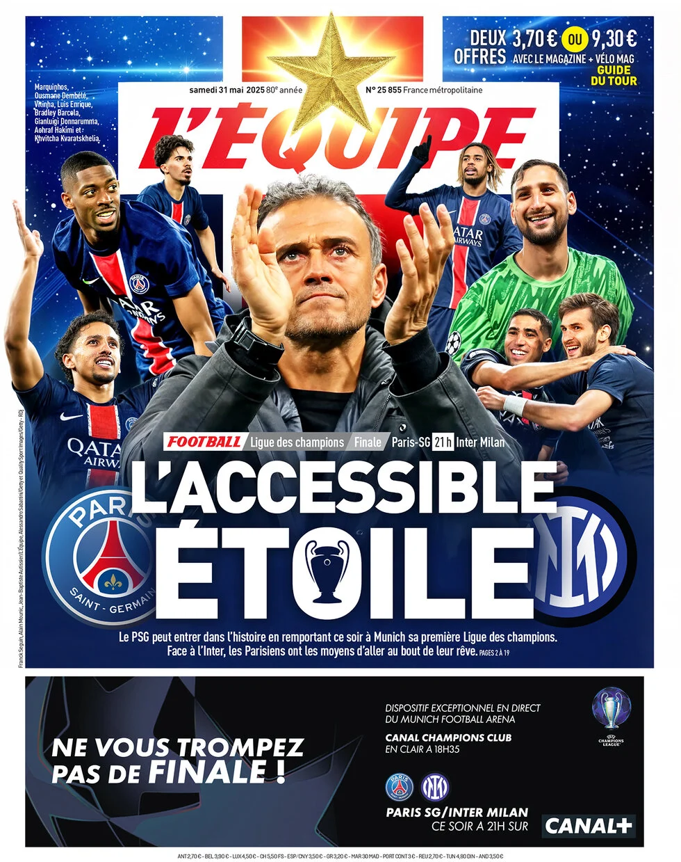 anteprima della prima pagina di lequipe del 31/05/2025