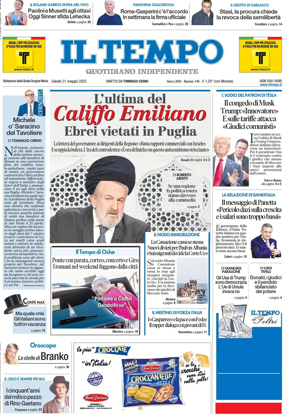 anteprima della prima pagina di il-tempo del 31/05/2025
