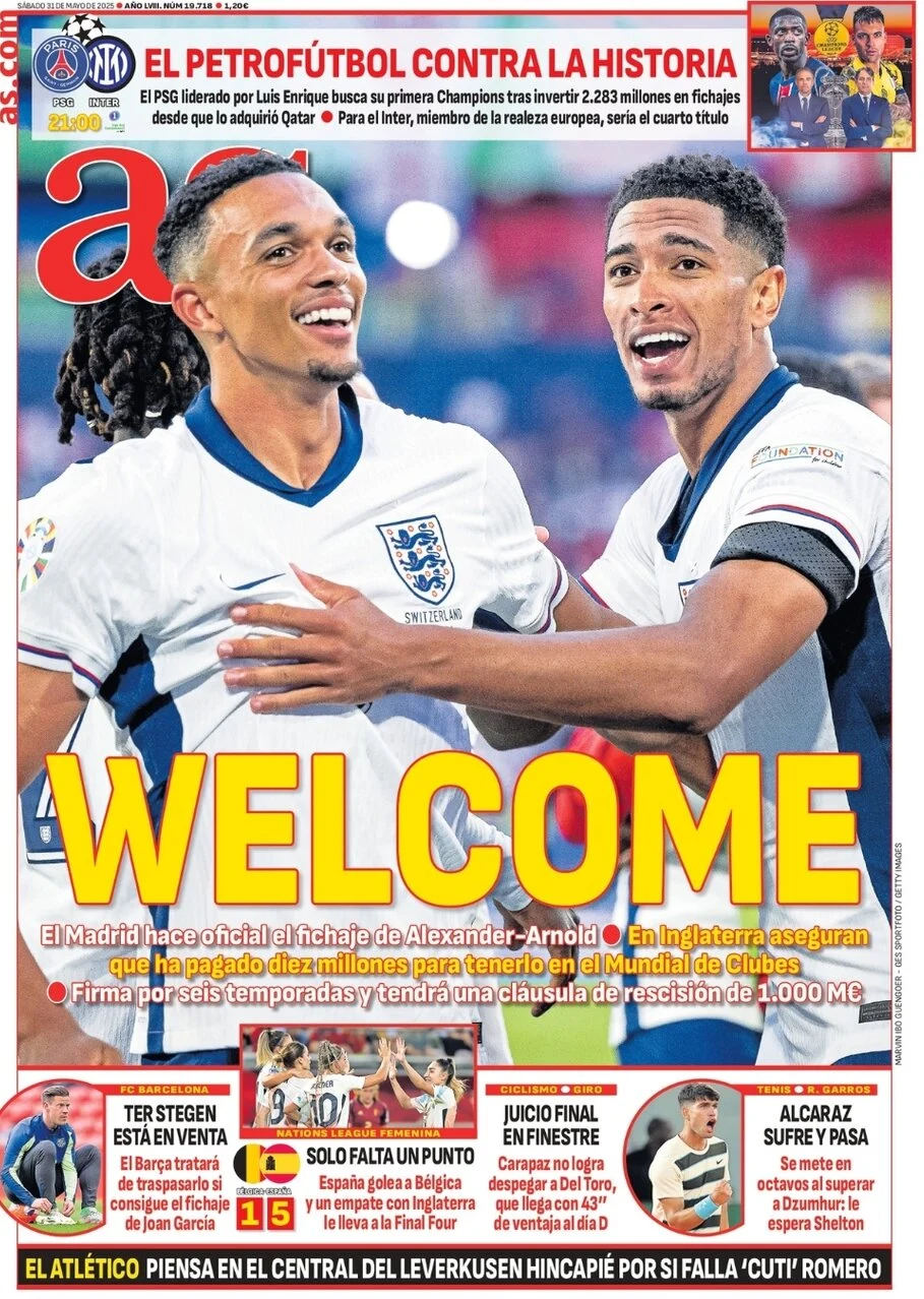 anteprima della prima pagina di as-madrid del 31/05/2025