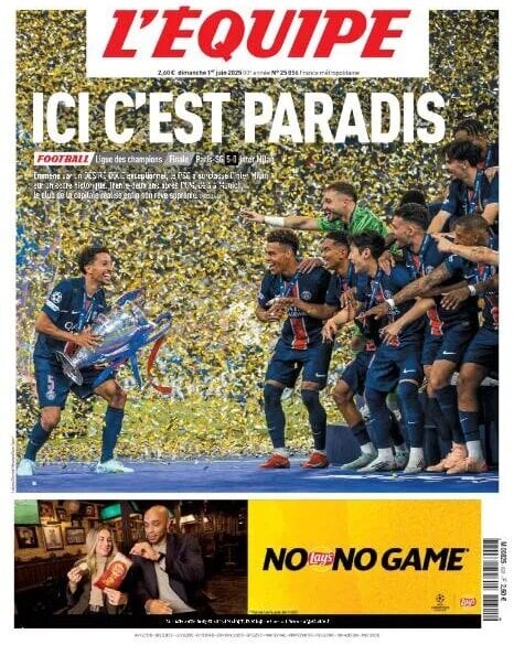 anteprima della prima pagina di lequipe del 01/06/2025