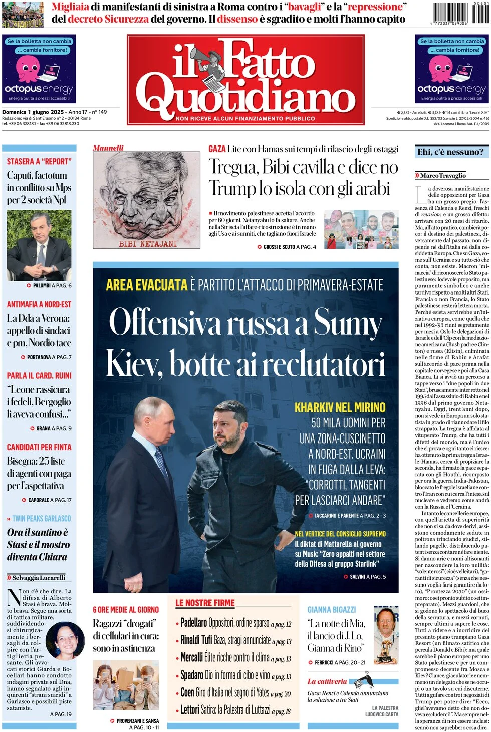 anteprima della prima pagina di il-fatto-quotidiano del 01/06/2025