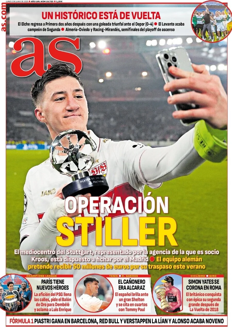 anteprima della prima pagina di as-madrid del 02/06/2025