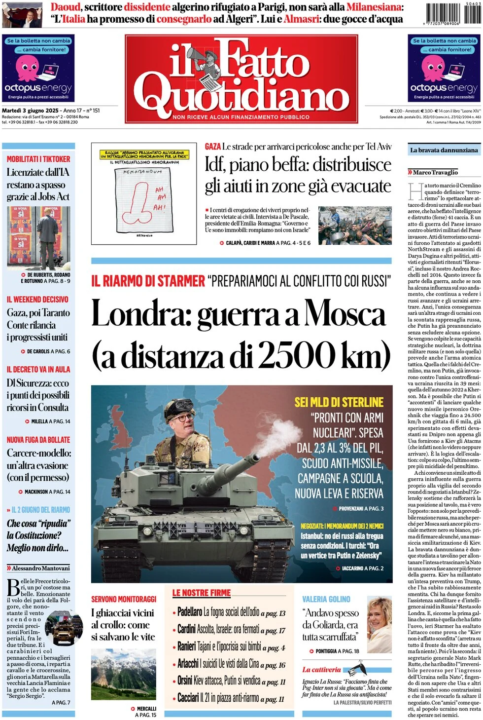 anteprima della prima pagina di il-fatto-quotidiano del 03/06/2025