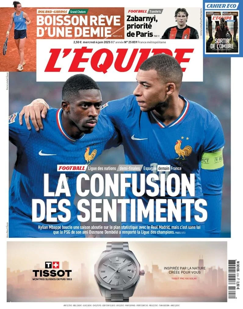 anteprima della prima pagina di lequipe del 04/06/2025