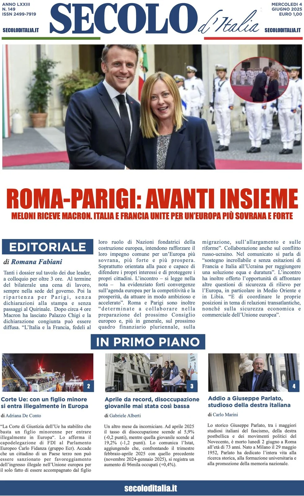 anteprima della prima pagina di secolo-ditalia del 04/06/2025