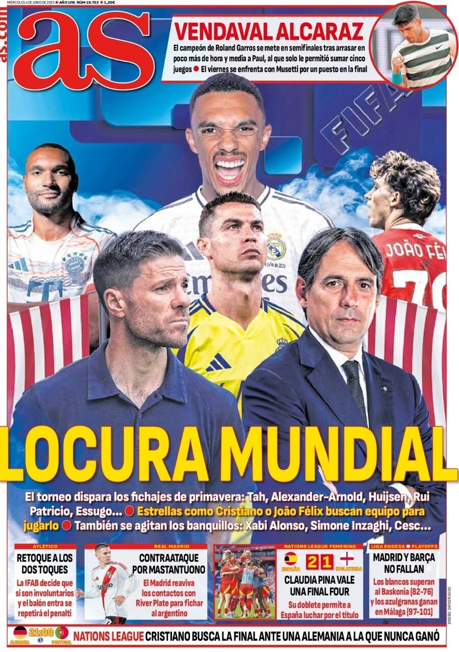 anteprima della prima pagina di as-madrid del 04/06/2025