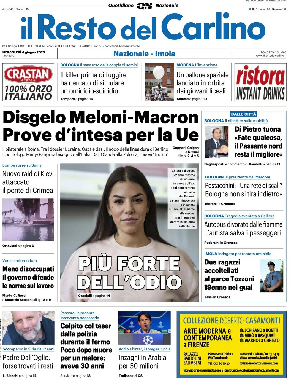 anteprima della prima pagina di il-resto-del-carlino del 04/06/2025