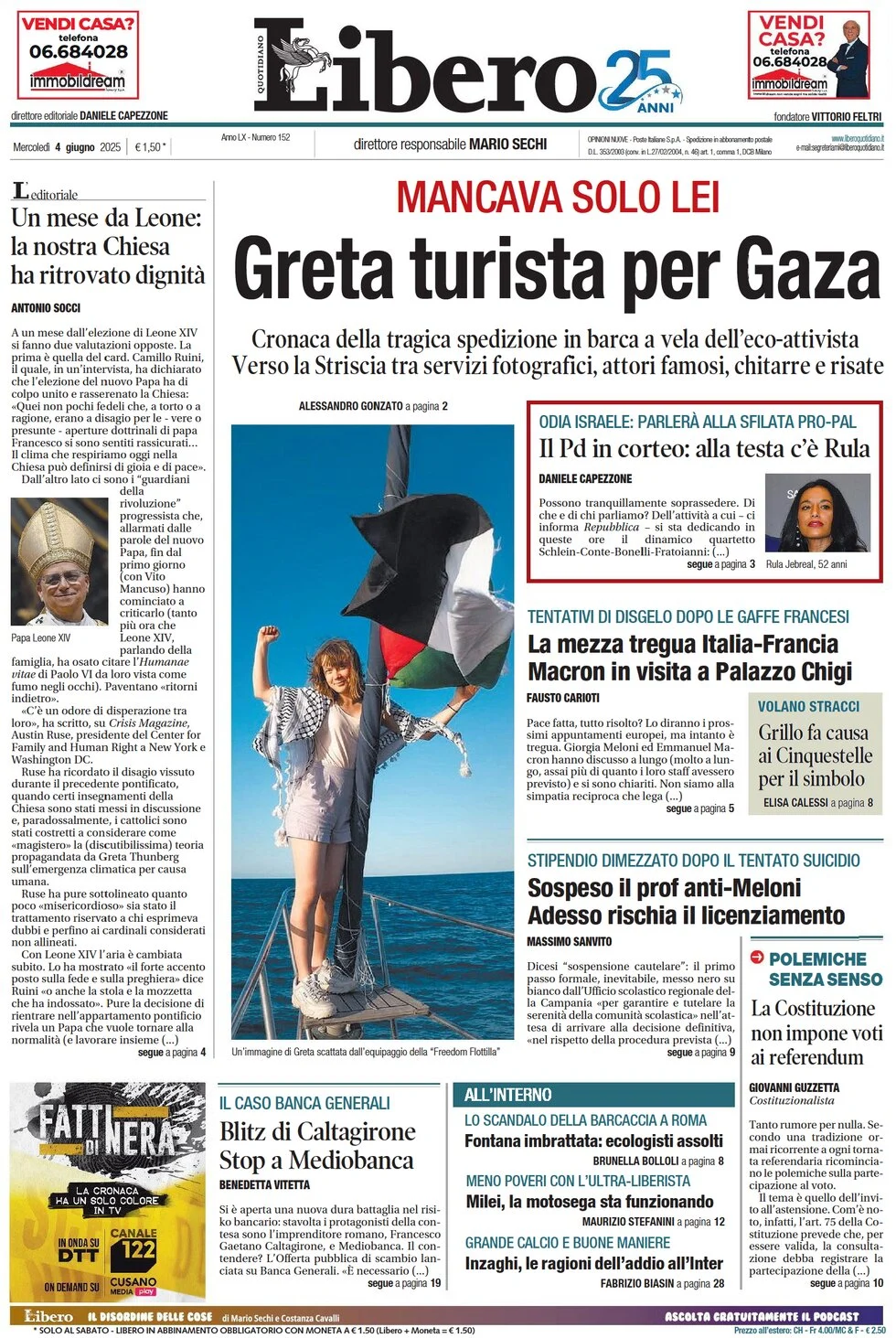 anteprima della prima pagina di libero-quotidiano del 04/06/2025