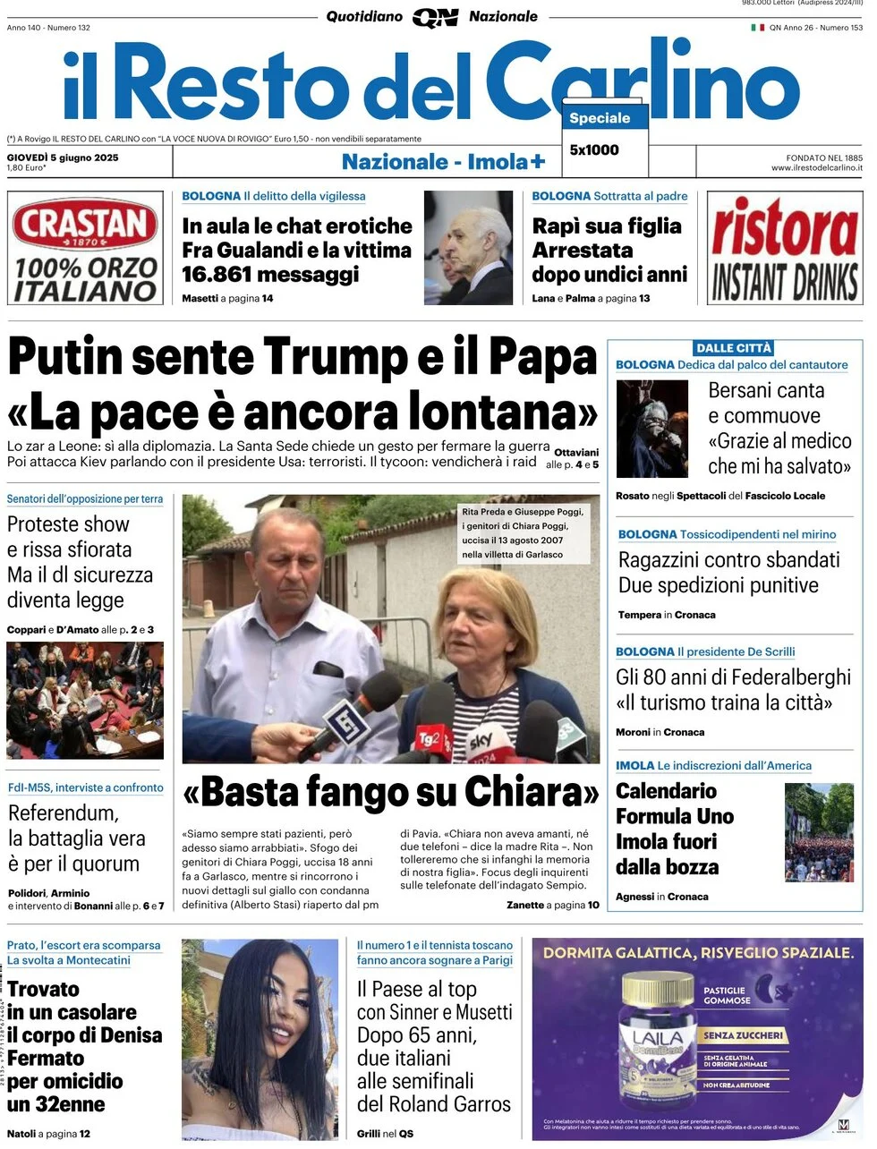 anteprima della prima pagina di il-resto-del-carlino del 05/06/2025