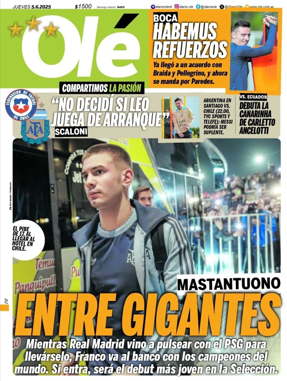 anteprima della prima pagina di ol del 05/06/2025