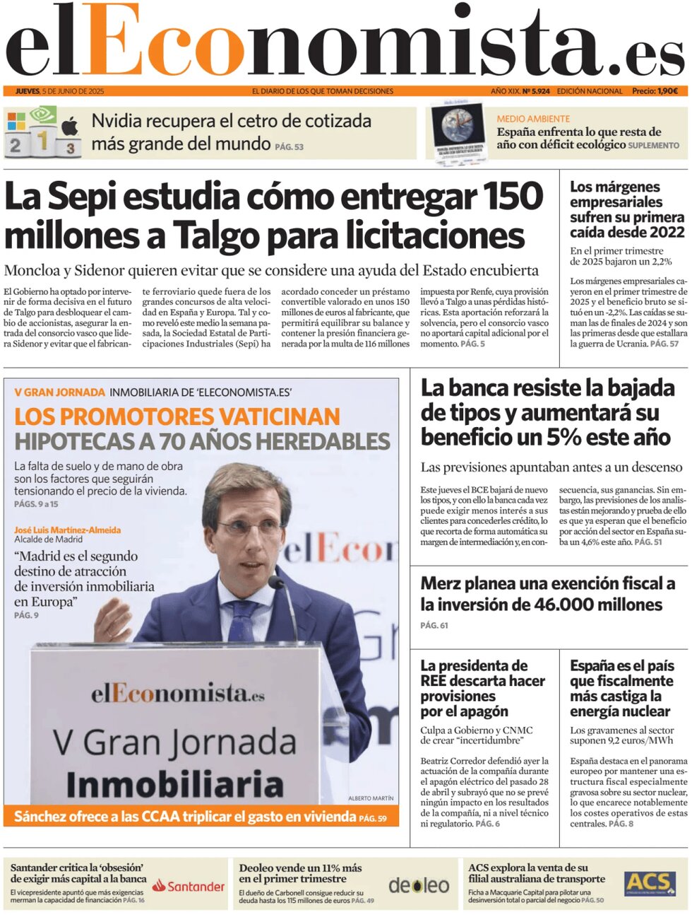 anteprima della prima pagina di el-economista del 05/06/2025