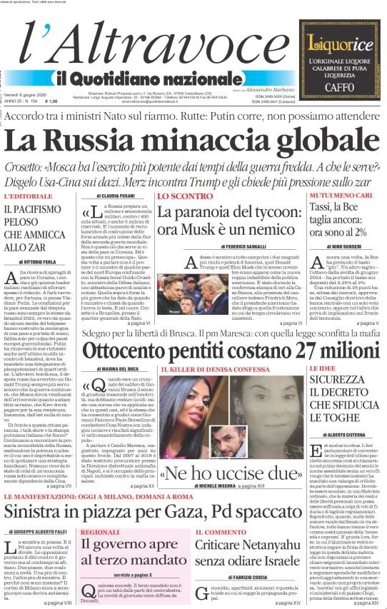 anteprima della prima pagina di il-quotidiano-del-sud-laltravoce del 06/06/2025