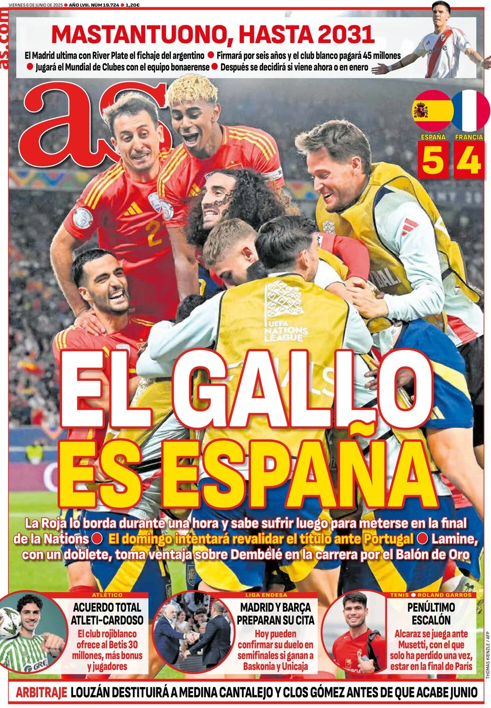 anteprima della prima pagina di as-madrid del 06/06/2025
