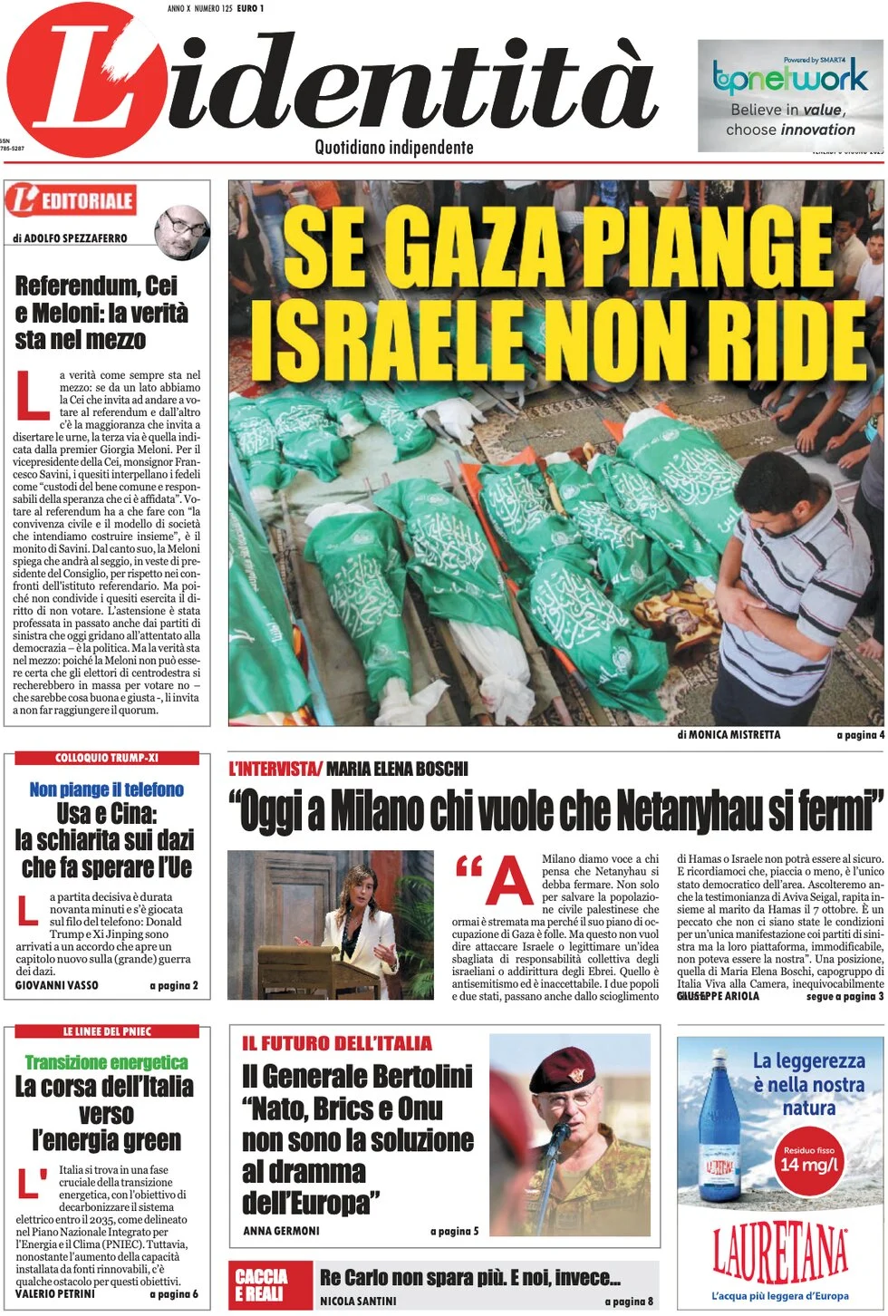 anteprima della prima pagina di lidentit del 06/06/2025